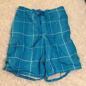 OP Men's Turquoise Plaid Swim Shorts